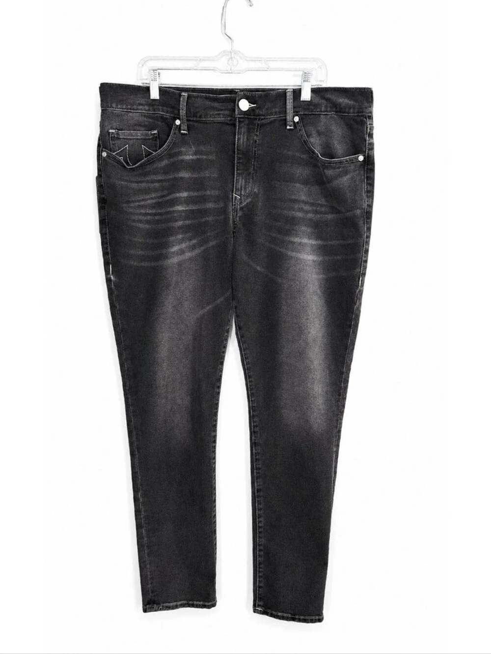 True Religion Rocco Relaxed Skinny Jeans Gray Wash Men’s 38×32 Stretch Denim.